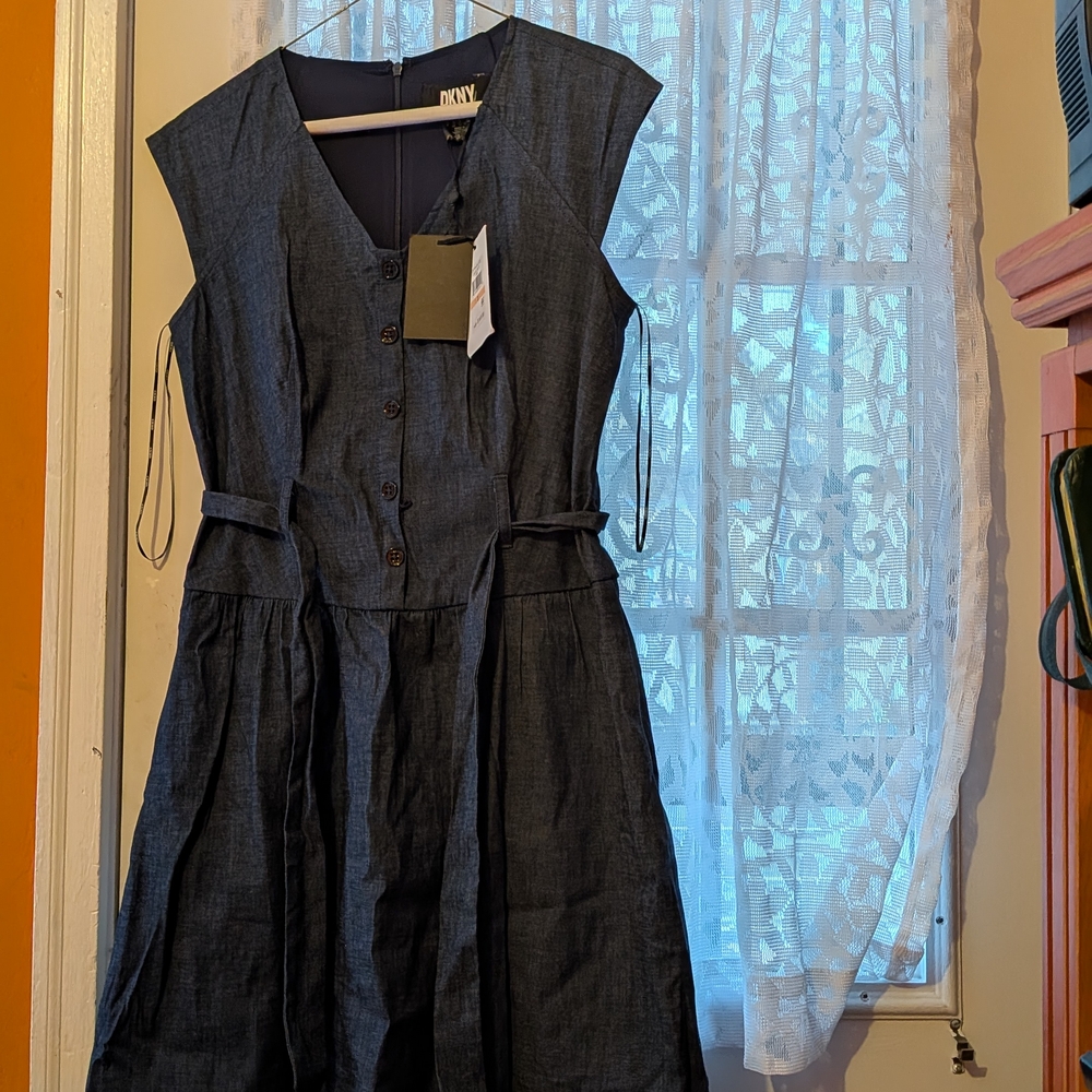 DKNY Women's Denim Midi Dress - Dark Blue